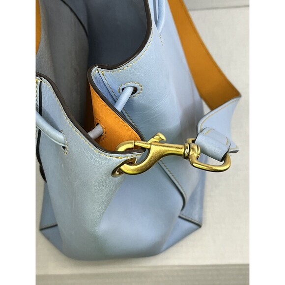 DOONEY & BOURKE Lt Blue Leather Emerson Marlowe Drawstring Bucket Shoulder Bag - Picture 14 of 16